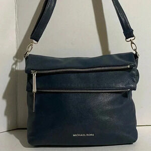 Michael kors navy blue leather satchel handbag